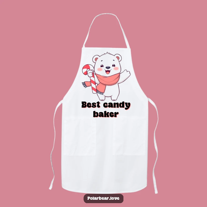 Funny Polar Bear Candy Cane Apron: Joyful Kitchen Fun Gift