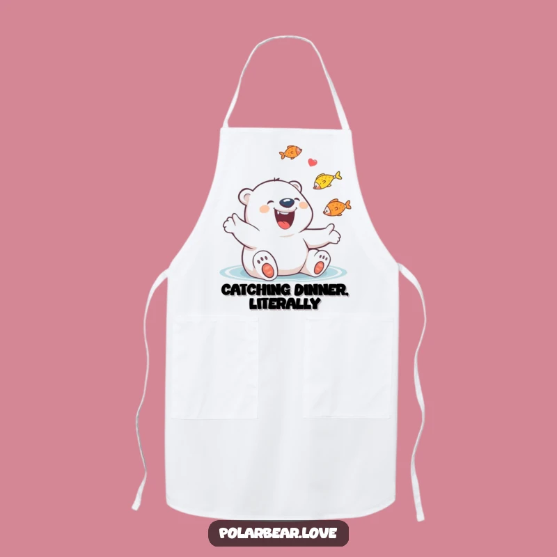 Funny Polar Bear Juggling Fish Apron: Kitchen Fun, Kitchen Funny Gift!