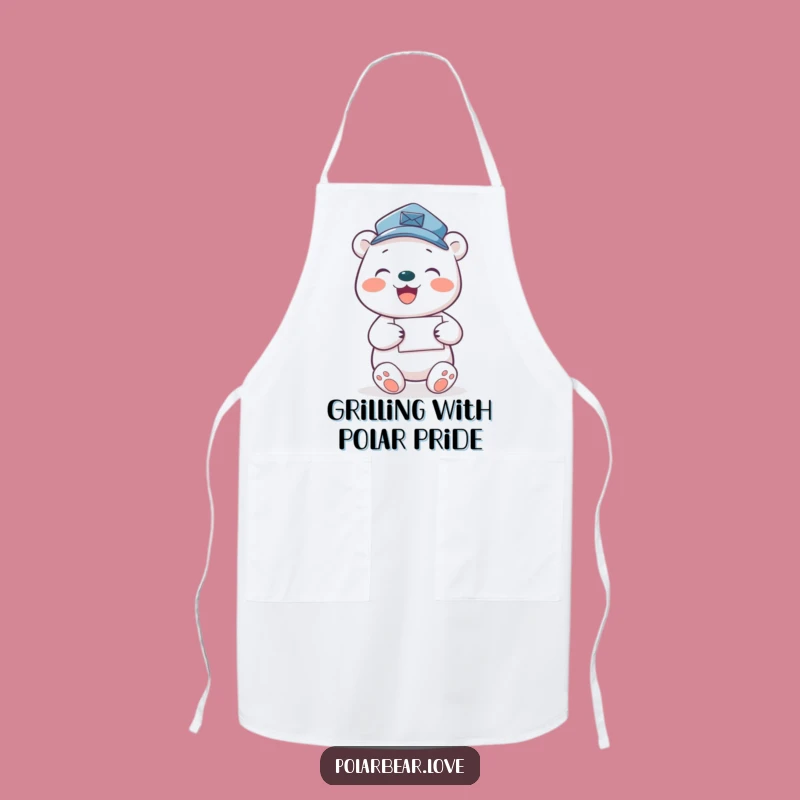 Funny Polar Bear Mail Carrier Apron: Cook with Arctic Cheer, Hilarious Gift!