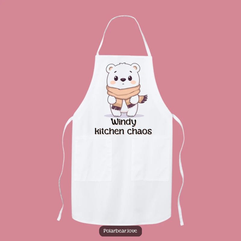 Funny Polar Bear Apron: Cook Up Laughs with a Windblown Scarf Design