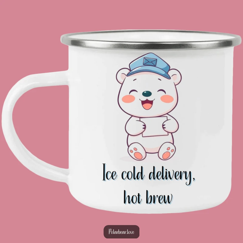 Funny Polar Bear Mail Carrier Camping Mug: Adventure Fuel for Cold Climates, Great Gift!