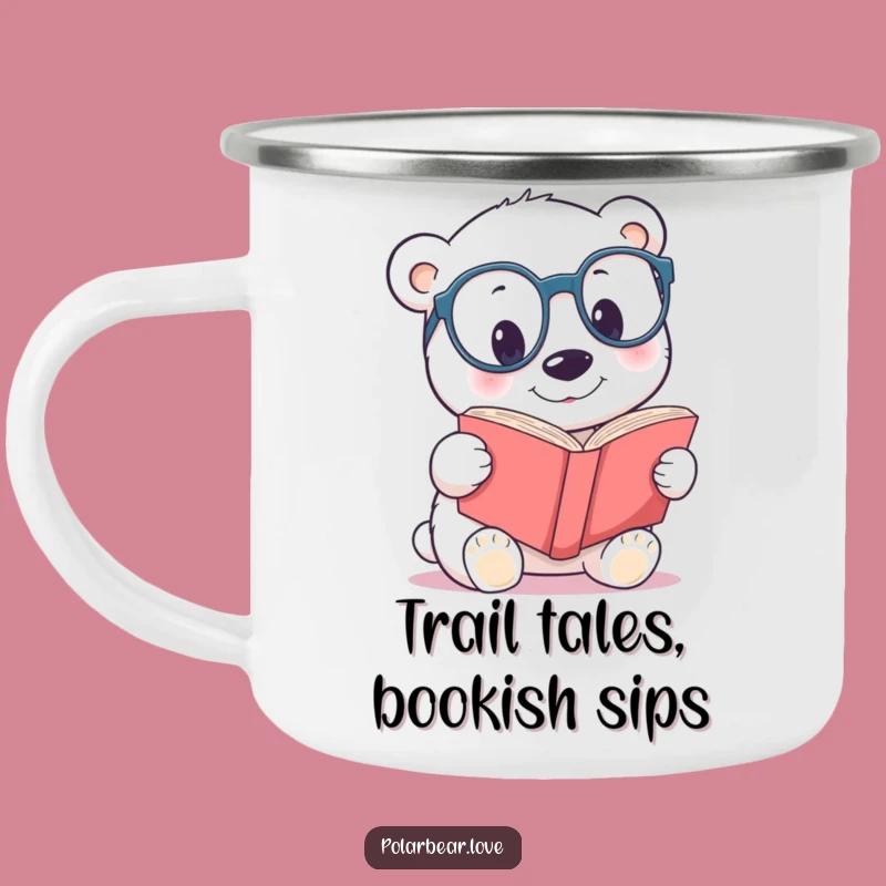 Funny Polar Bear Spectacles Camping Mug: Adventure & Intellect for Outdoors, Great Gift!
