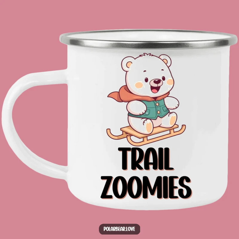 Funny Polar Bear Sledding Camping Mug: Winter Adventure Fuel