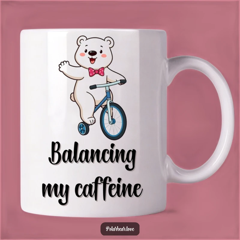 Funny Polar Bear Unicycle Mug: Energetic Attempt, Perfect Funny Gift!