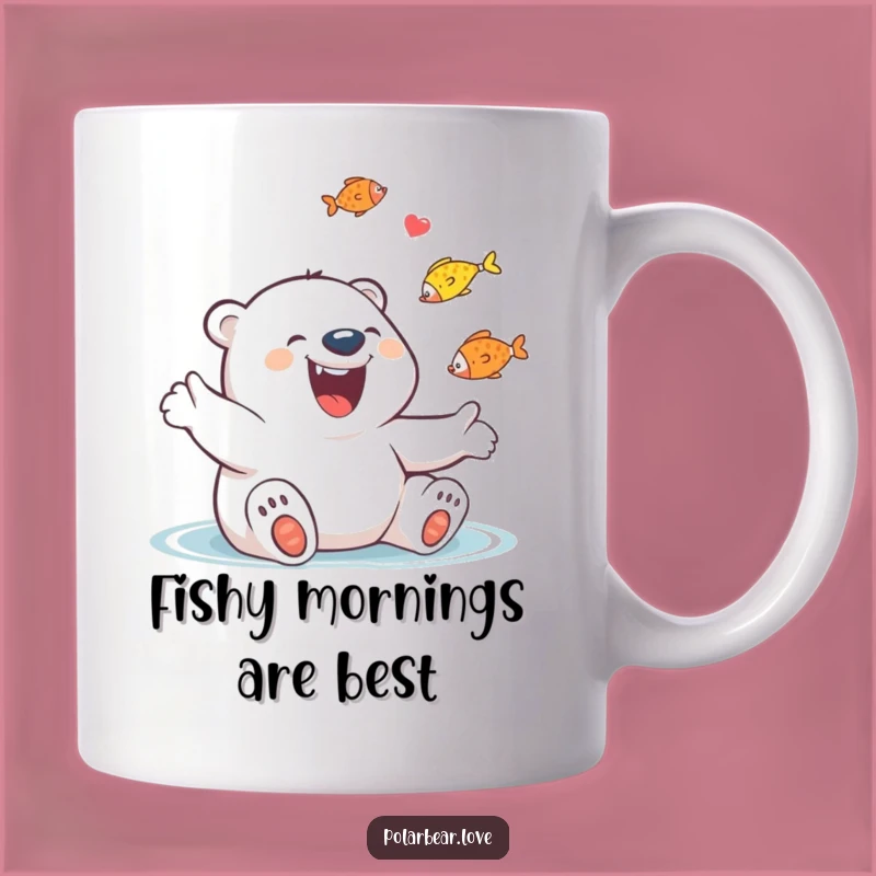 Funny Polar Bear Juggling Fish Mug: Giggling Joy, Perfect Funny Gift!