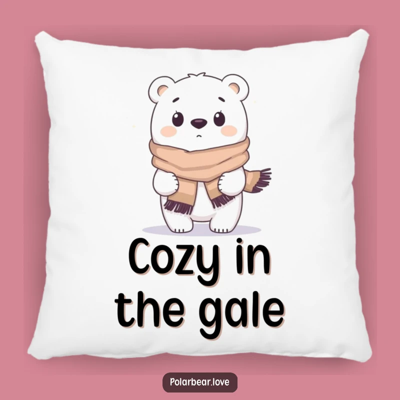 Funny Polar Bear Pillow: Snuggle Up with a Hilarious Windblown Scarf Cushion