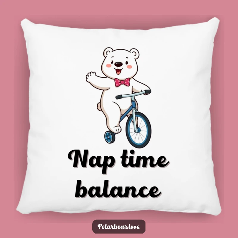 Funny Polar Bear Unicycle Pillow: Cozy Balance, Comfy Funny Gift!