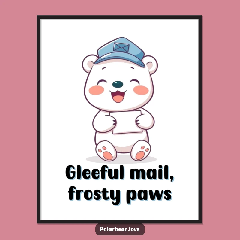 Funny Polar Bear Mail Carrier Digital Art: Instant Arctic Joy for Walls, Printable Gift!