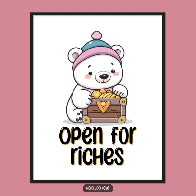 Funny Polar Bear Digital Art: Curious Explorer Printable Gift