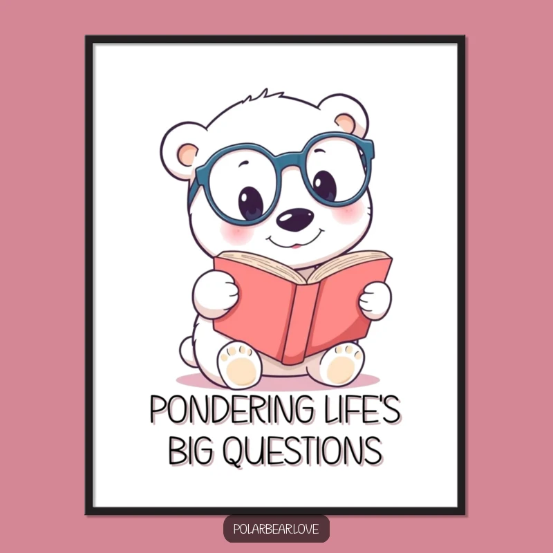 Funny Polar Bear Spectacles Digital Art: Instant Intellect for Walls, Printable Gift!