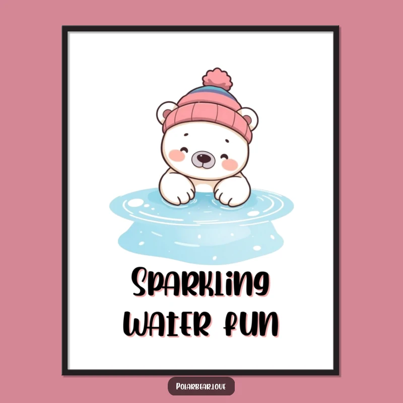 Funny Polar Bear Beanie Digital Art: Instant Silly Pool Vibe Gift