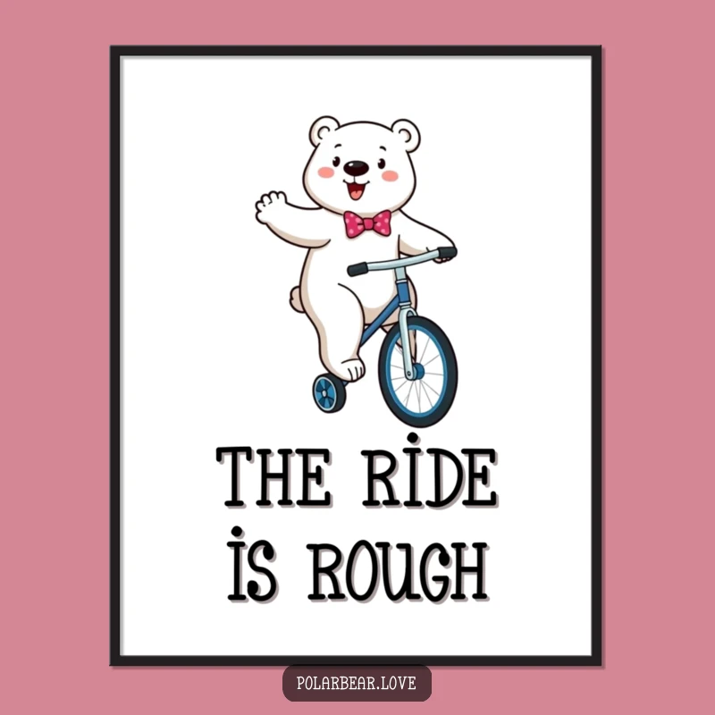 Funny Polar Bear Unicycle Digital Art: Energetic Attempt, Instant Funny Gift!