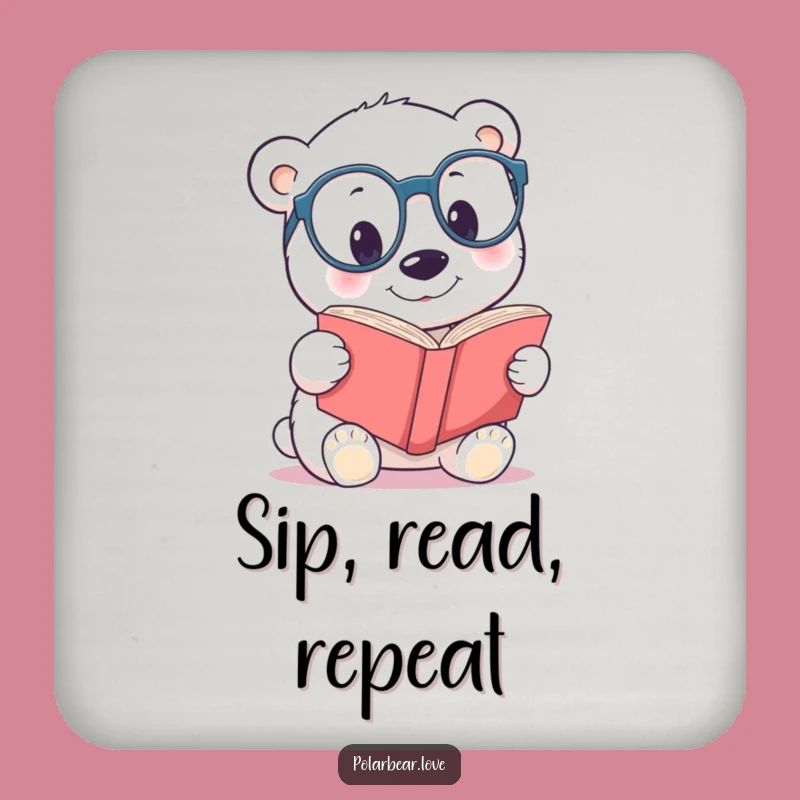 Funny Polar Bear Spectacles Coaster Set: Protect Surfaces with Curious Charm, Perfect Gift!