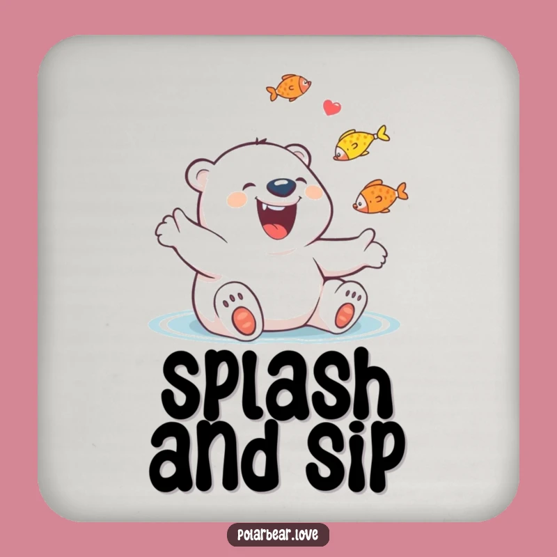 Funny Polar Bear Juggling Fish Coaster: Giggling Protection, Great Funny Gift!