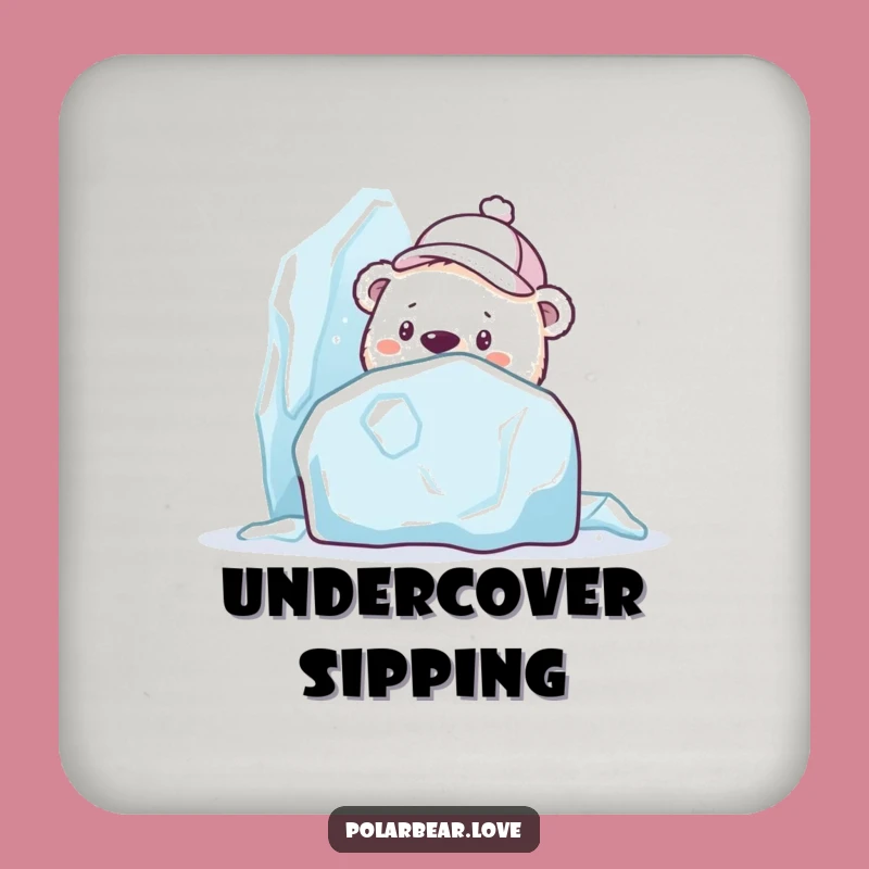 Funny Polar Bear Peeking Coaster: Protect Surfaces with Playful Mystery