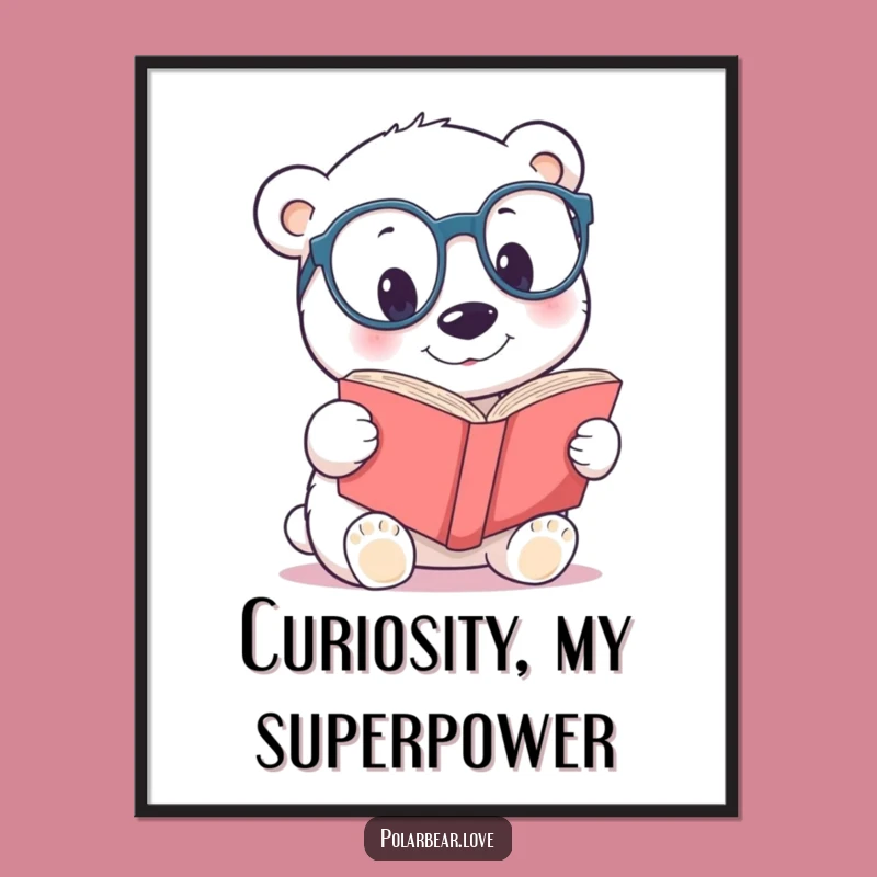 Funny Polar Bear Spectacles Poster: Intellectual Art for Walls, Hilarious Decor Gift!