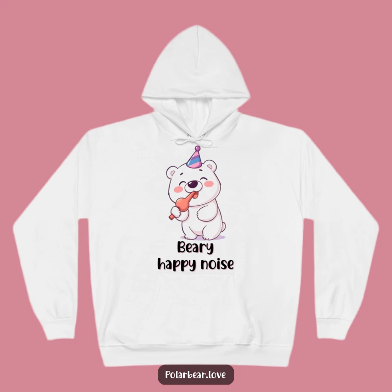 Funny Polar Bear Party Blower Hoodie: Cheerful Celebration, Cozy Funny Gift!