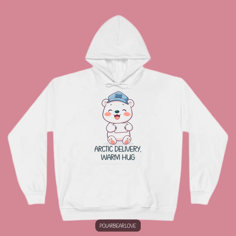 Cozy Funny Polar Bear Mail Carrier Hoodie: Warmth from the Arctic, Perfect Gift!