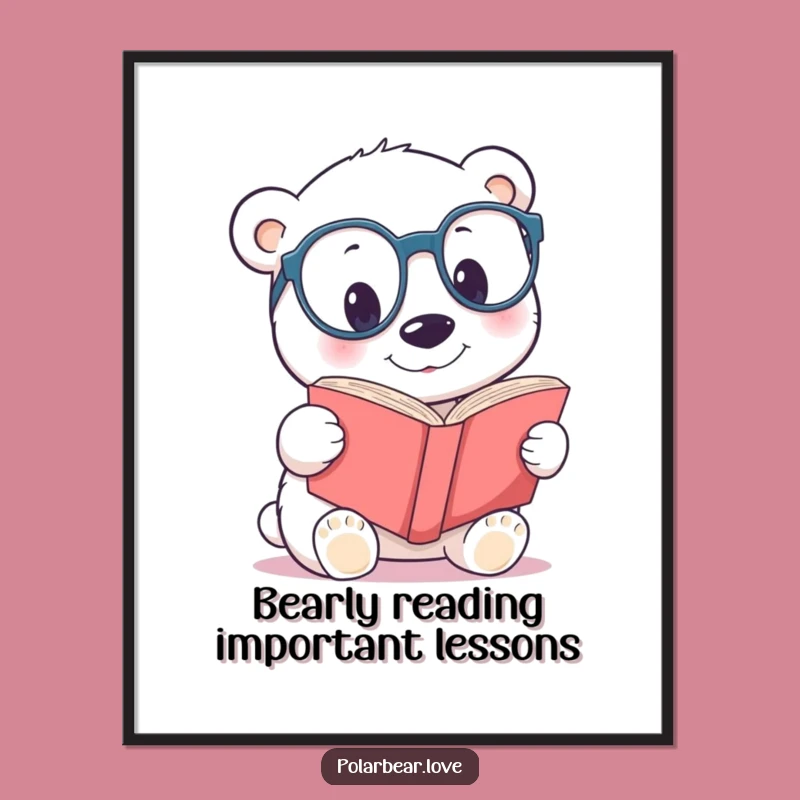 Funny Free Printable Polar Bear Bookworm Wall Art - Intellectual Decor