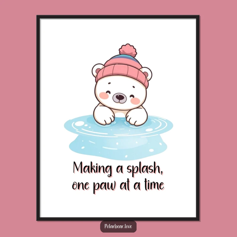 Free Printable Wall Art: Polar Bear Pool Chill Arctic Vibes Downloadable Art