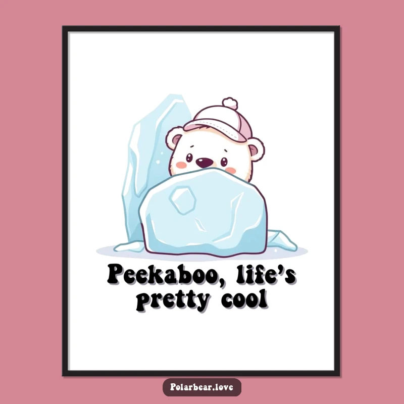 Free Printable Wall Art: Curious Polar Bear Ice Sculpture for Humorous Downloadable Decor
