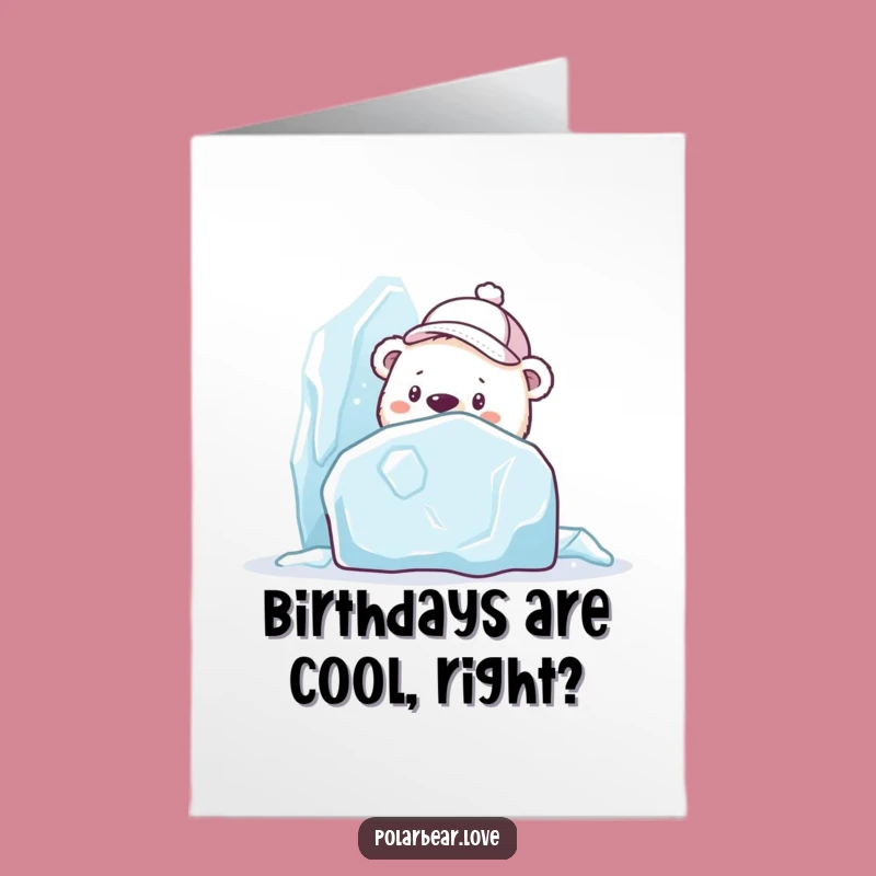 Free Printable Birthday Card: Curious Polar Bear Ice Sculpture for a Fun Downloadable Gift