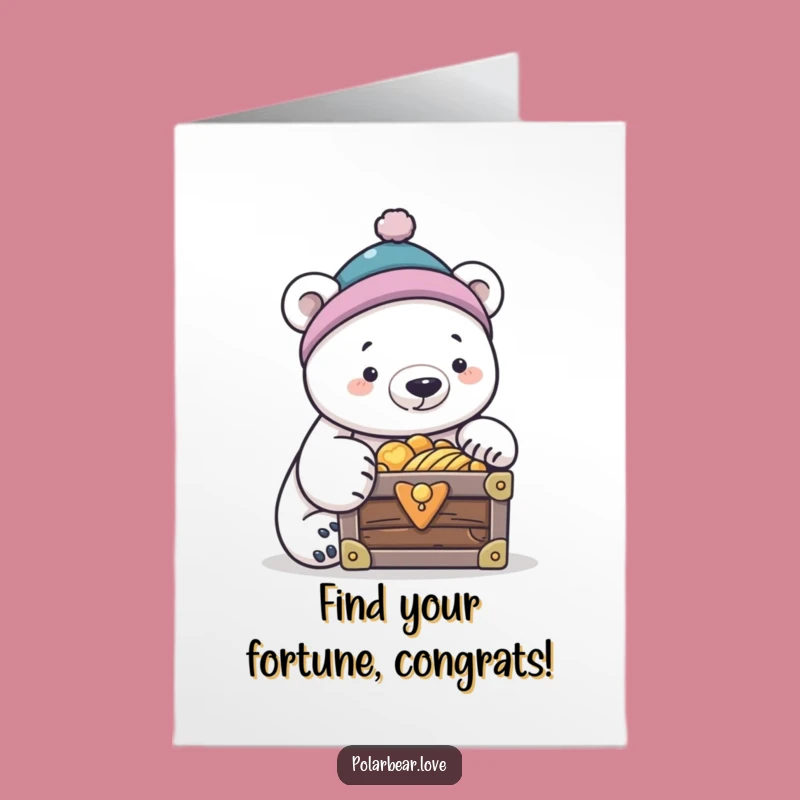 Free Printable Congrats Card: Polar Bear's Treasure Find, Humorous Downloadable Gift for Success