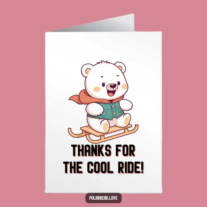 Free Printable Thank You Card: Speedy Polar Bear Sledding for a Funny Downloadable Gift