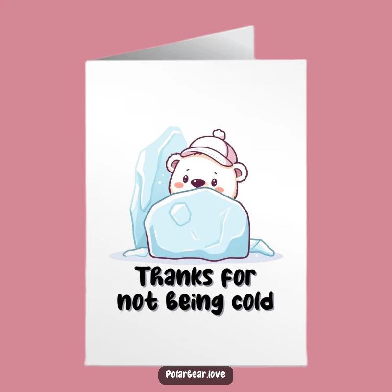 Free Printable Thank You Card: Shy Polar Bear Ice Sculpture for a Funny Downloadable Gift