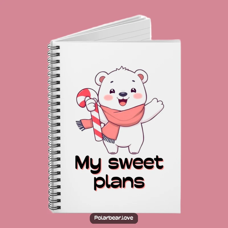 Funny Polar Bear Candy Cane Notebook: Joyful Holiday Journal Gift