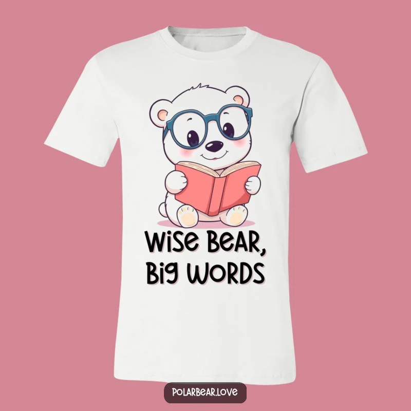 Funny Polar Bear Spectacles T-Shirt: Intelligent Bear's Literary Adventure, Hilarious Gift!