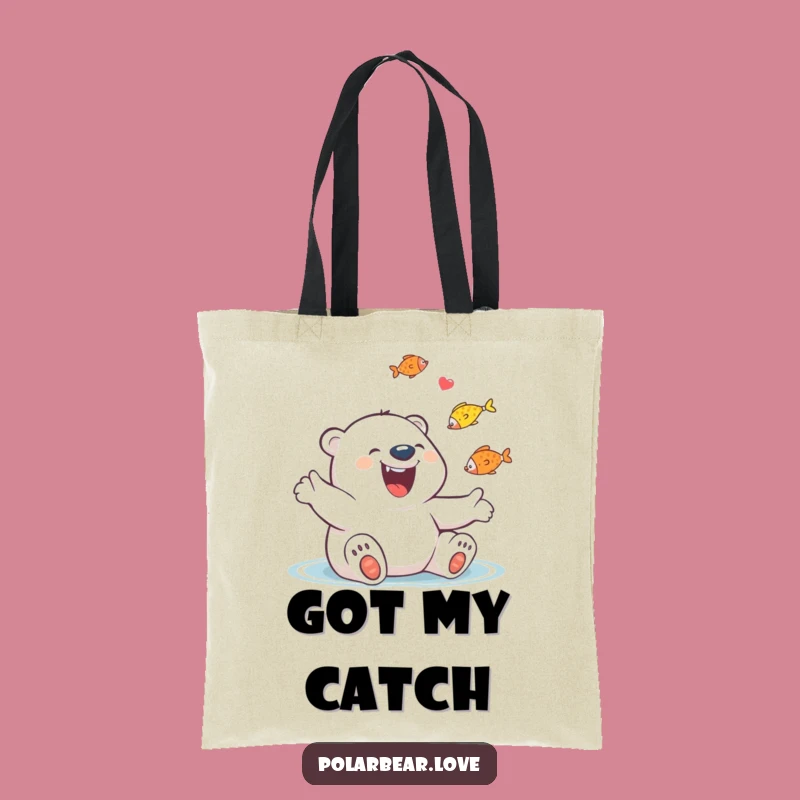 Funny Polar Bear Juggling Fish Tote Bag: Giggling Catch, Practical Funny Gift!