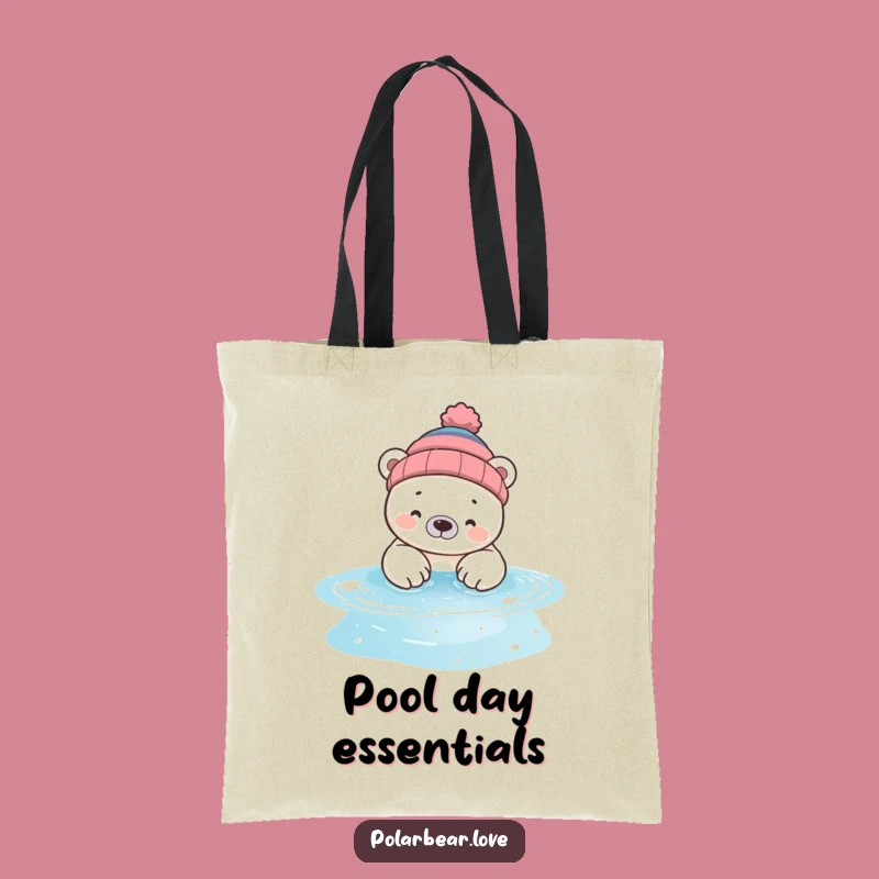 Funny Polar Bear Beanie Tote Bag: Silly Pool Day Accessory Gift